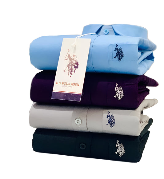 Inspired by U.S. Polo Assn Men’s Shirt Combo – 4 Colors (Blue, Maroon, Grey & Black)