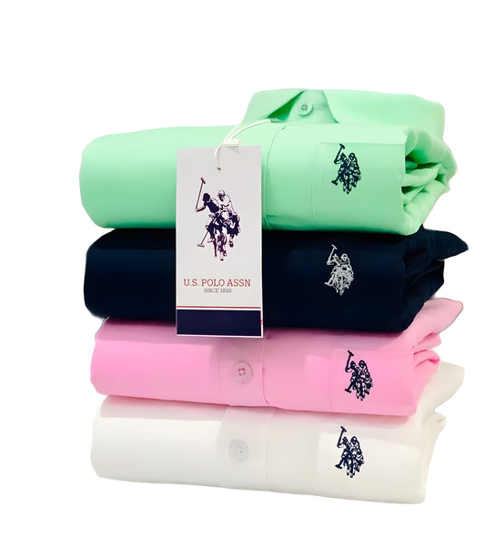 Inspired by  U.S. Polo Assn Men’s Shirt Combo – 4 Colors (Mint, Navy, Pink & White)