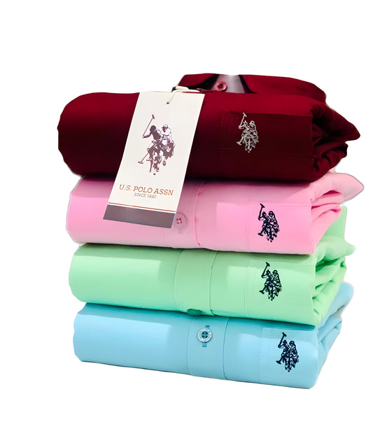 Inspired by U.S. Polo Assn Men’s Shirt Combo –  Maroon, Pink, Green & Sky Blue