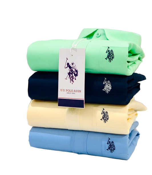 Inspired by U.S. Polo Assn Men’s Shirt Combo – 4 Colors (Grey, White, Black & Green)