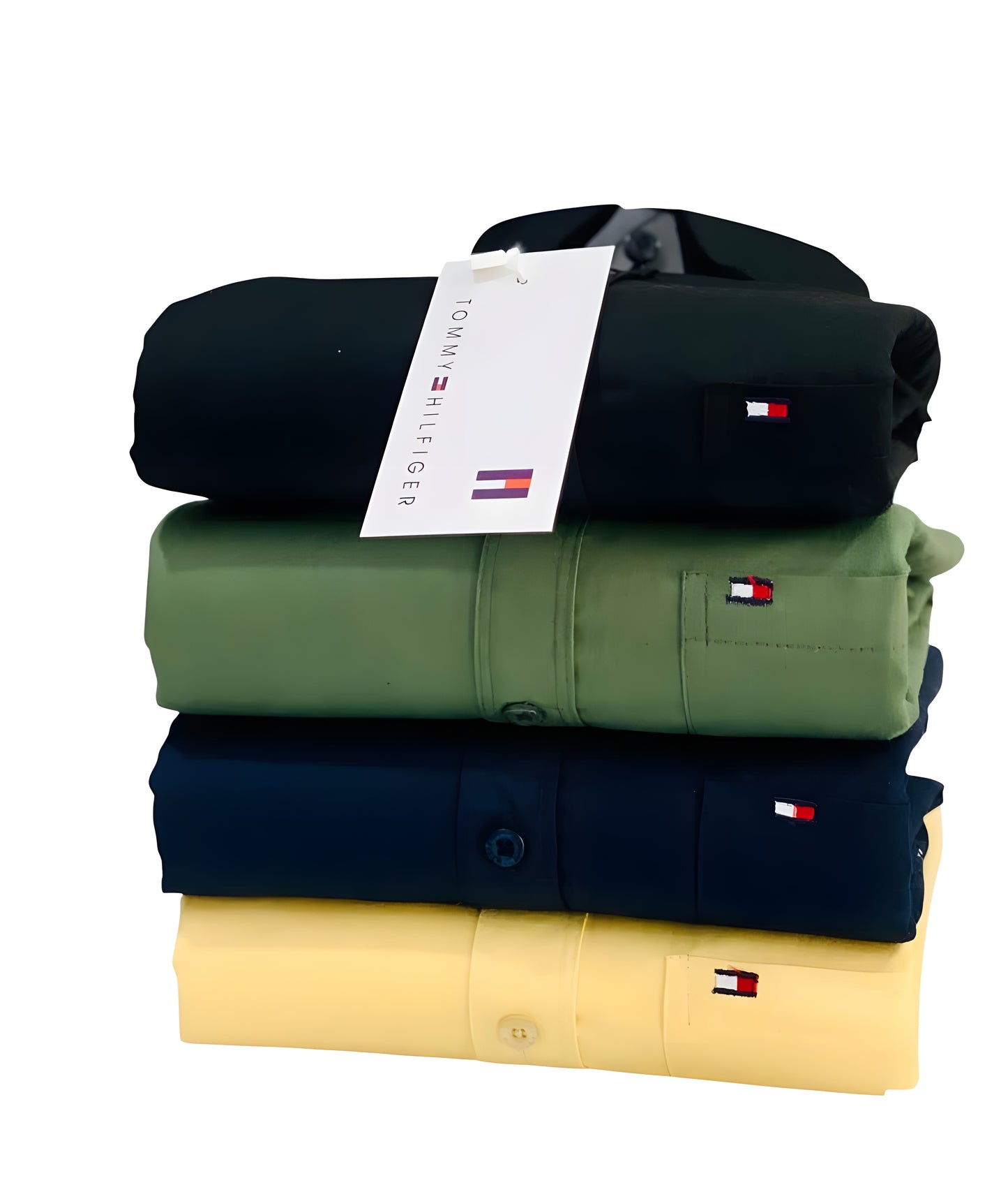 Tommy Hilfiger Premium Men's Shirt Combo - Black, Olive, Navy and Yellow