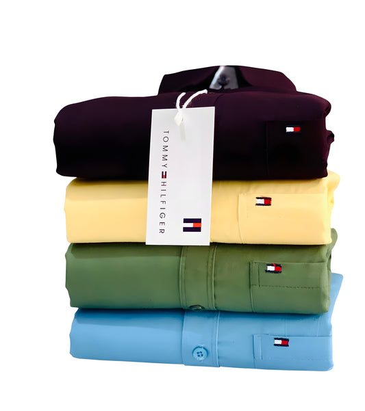 Tommy Hilfiger Premium Men's Shirt Combo -  Purple, yellow, olive and blue