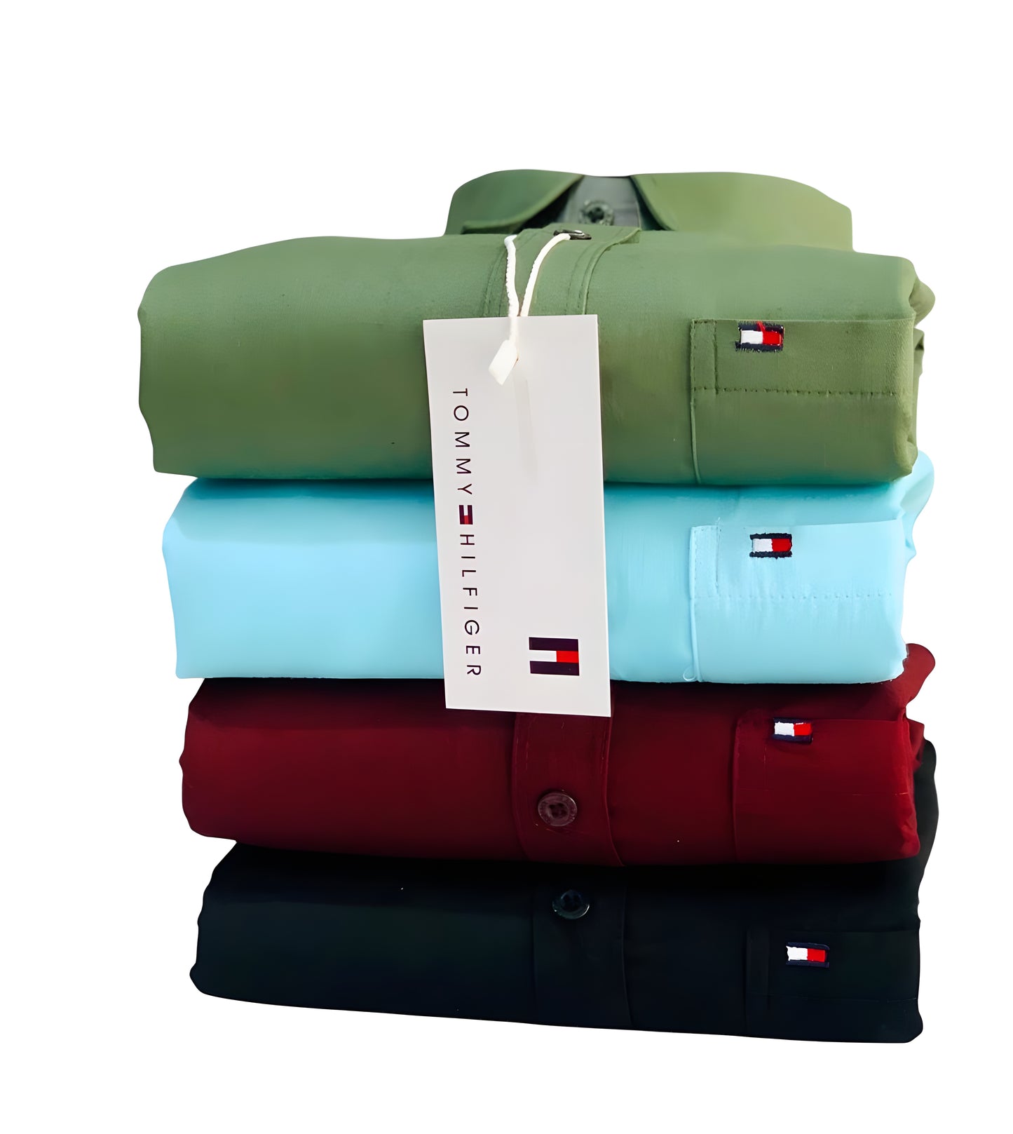 Tommy Hilfiger Premium Men's Shirt Combo -  Olive, Blue, Maroon and Black