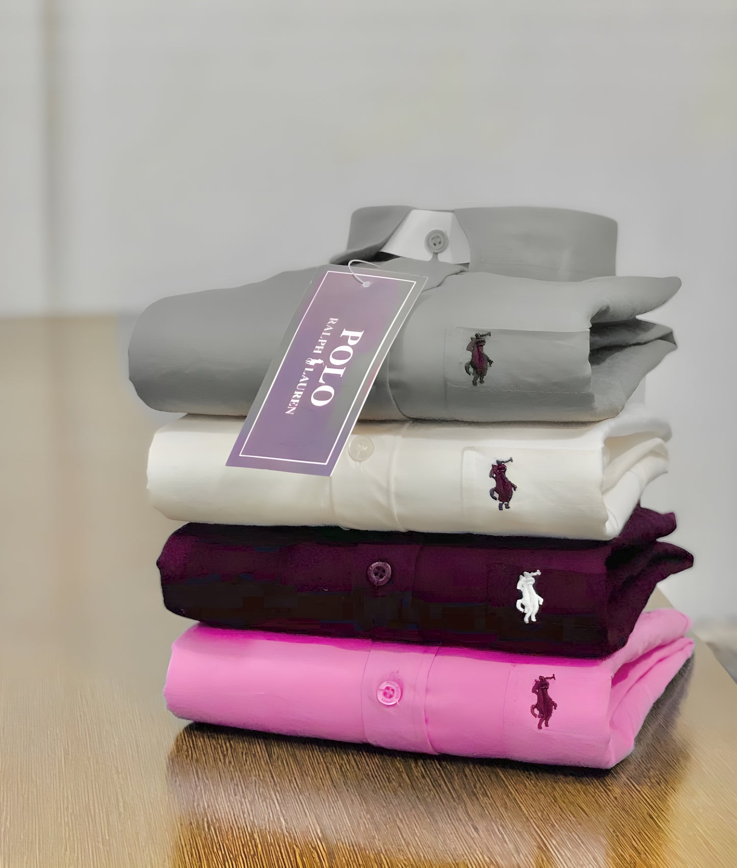 Inspired by Polo Ralph Lauren Men’s Shirt Combo – Grey, White, Maroon & Pink