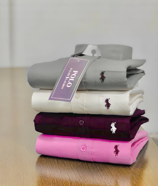 Inspired by Polo Ralph Lauren Men’s Shirt Combo – Grey, White, Maroon & Pink