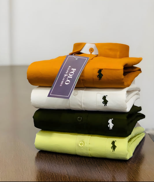 Inspired by Polo Ralph Lauren Men’s Shirt Combo – Mustard, White, Black & Lemon