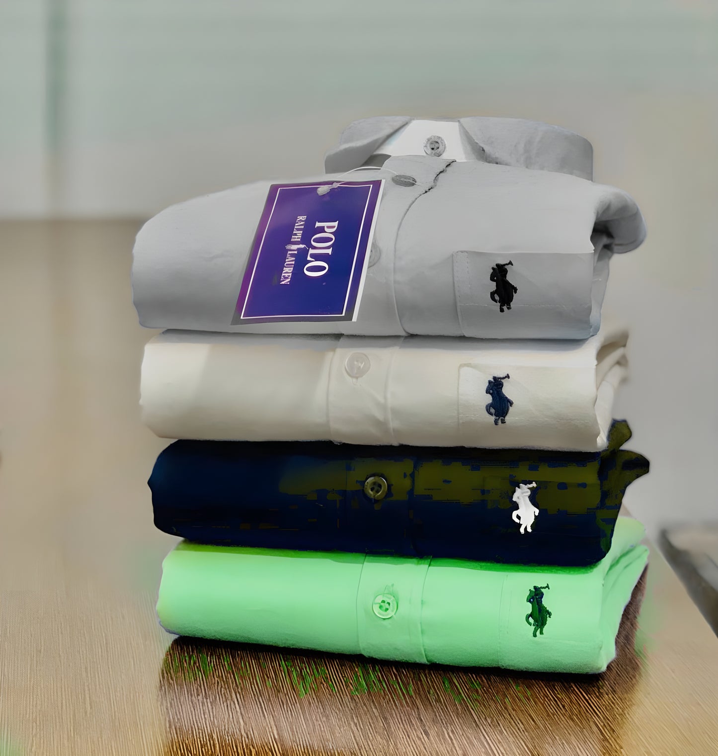 Inspired by Polo Ralph Lauren Shirt Combo – Grey, White, Navy & Light Green