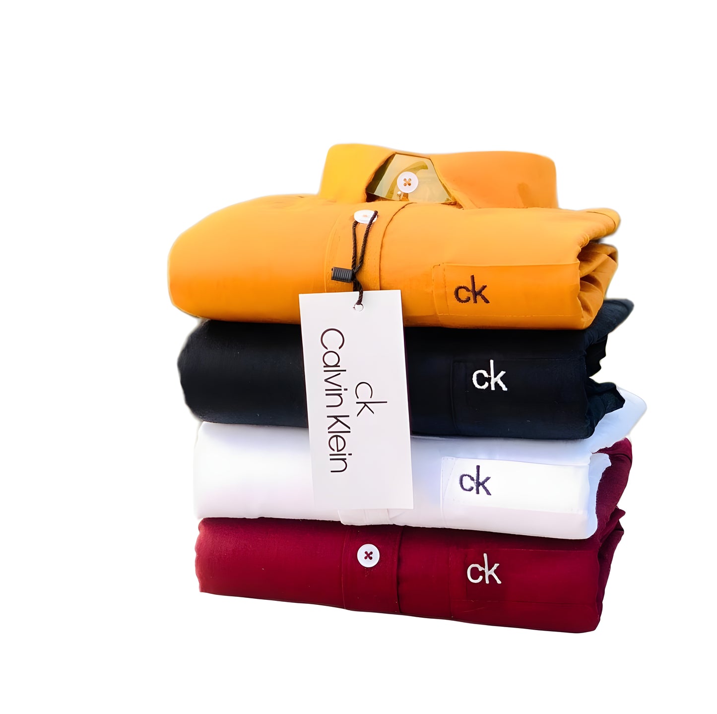 Inspired by Calvin Klein Shirt Combo -Mustard, Black, White & Maroon