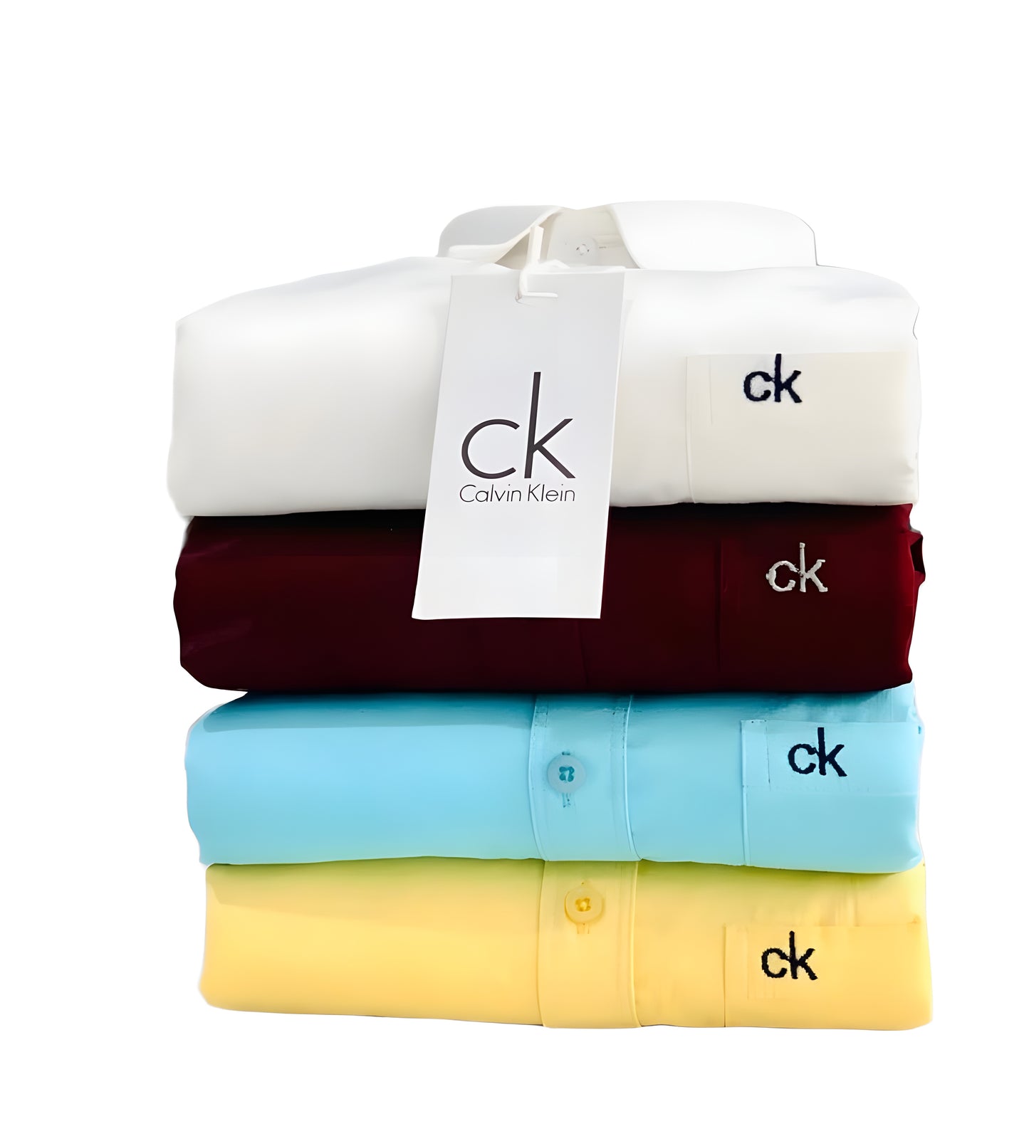 Calvin Klein Men's Shirt Combo - White, Blue, Yellow & Maroon colors