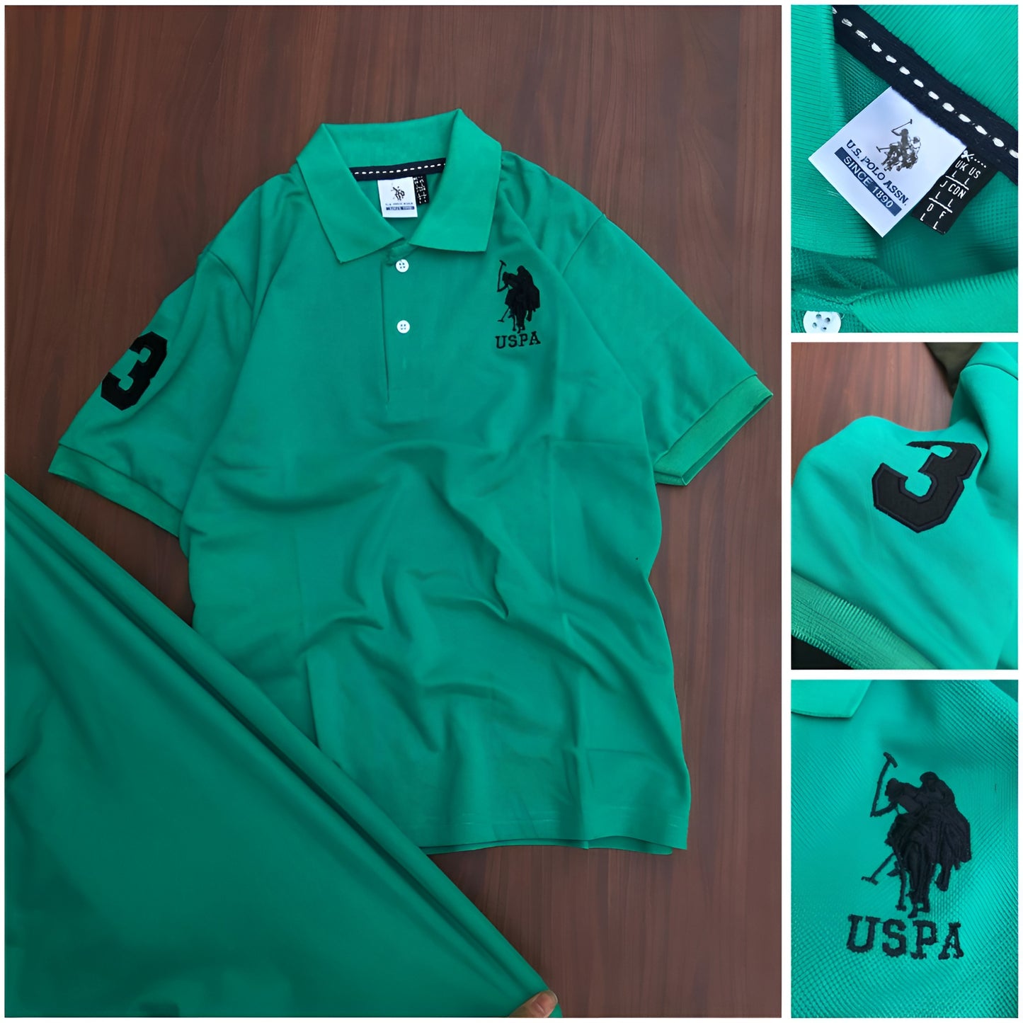 green polo matty color t-shirt with USPA logo