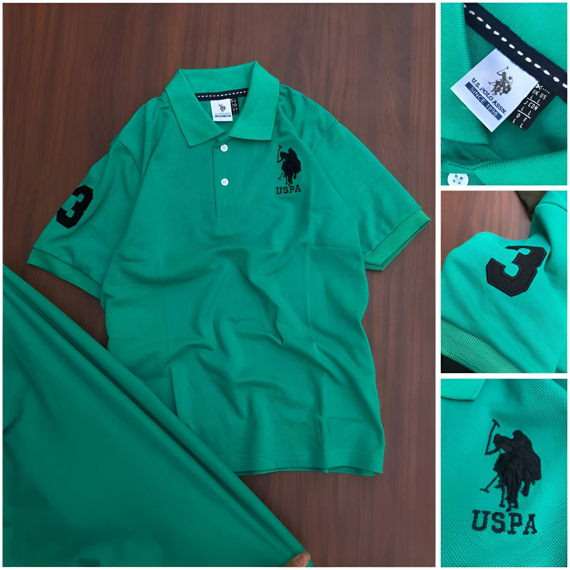 green polo matty color t-shirt with USPA logo