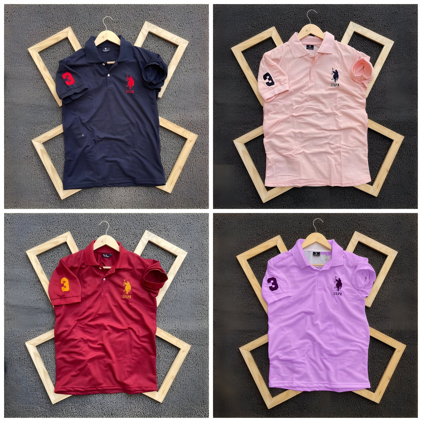Inspired By U.S Polo T-Shirts – Pack of 4 (Navy, Pink, Maroon, Lavender)