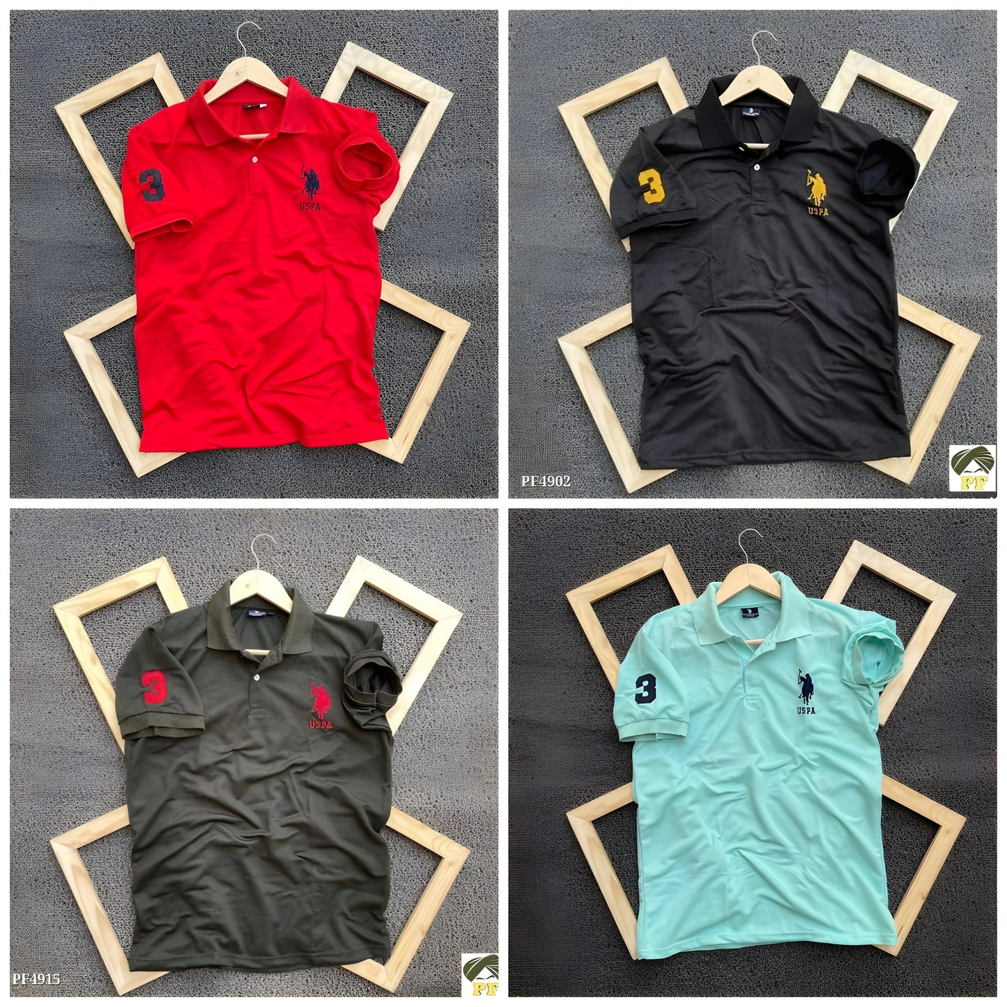 Inspired By U.S Polo T-Shirts– Pack of 4 (Red, Black, Olive Green, Mint Green)