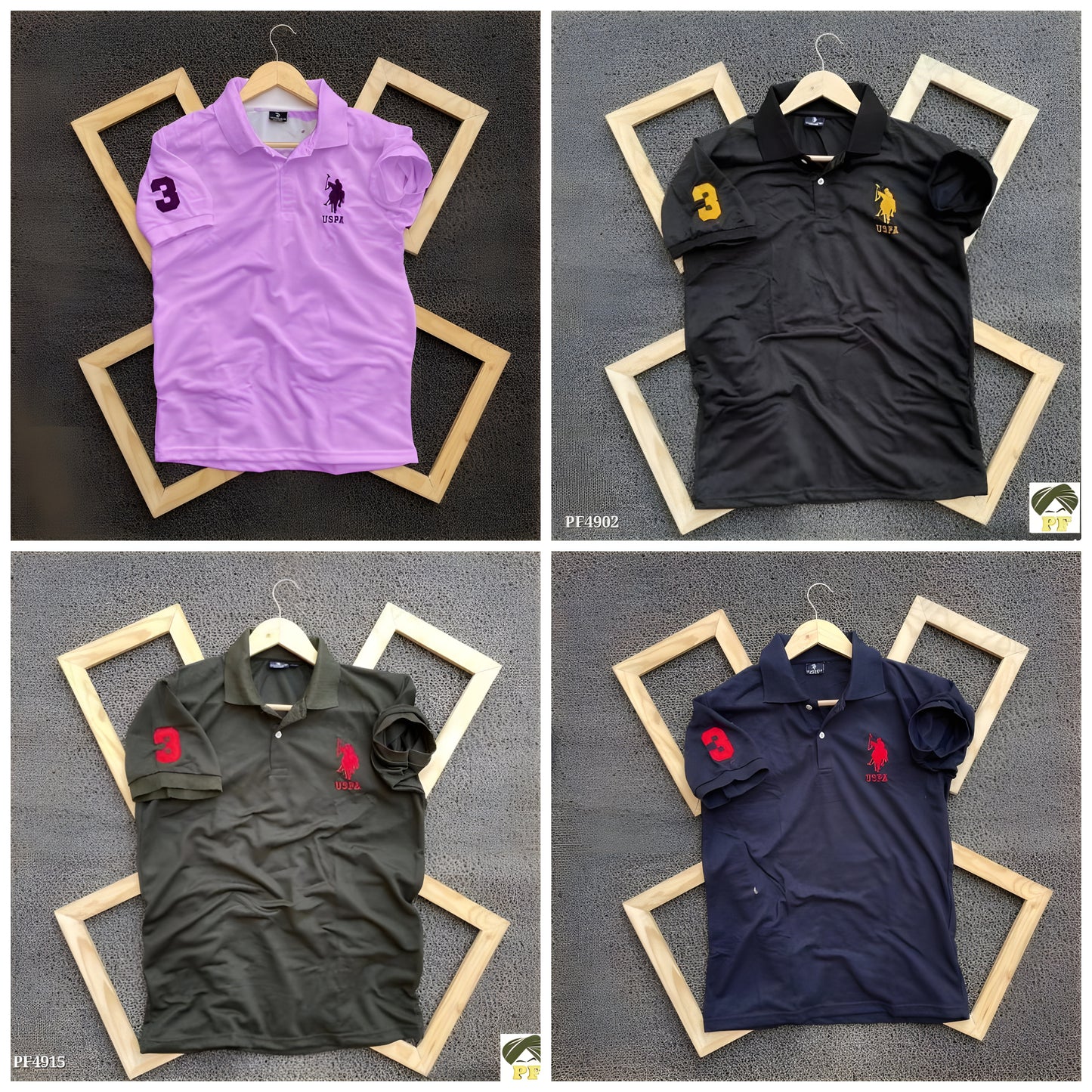 Inspired By U.S Polo T-Shirts – Pack of 4 (Lavender, Black, Olive Green, Navy Blue)