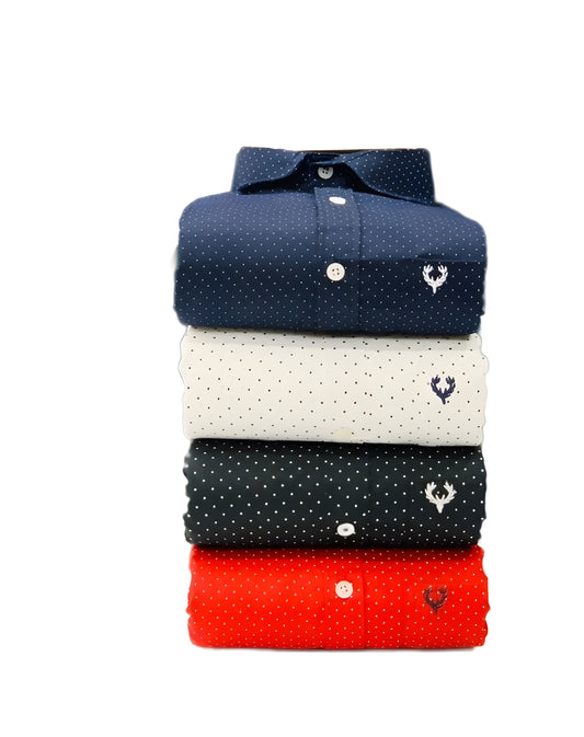 Allen Solly Polka Dot Men's Shirt Combo – 4 Colors (Navy, White, Black & Red)