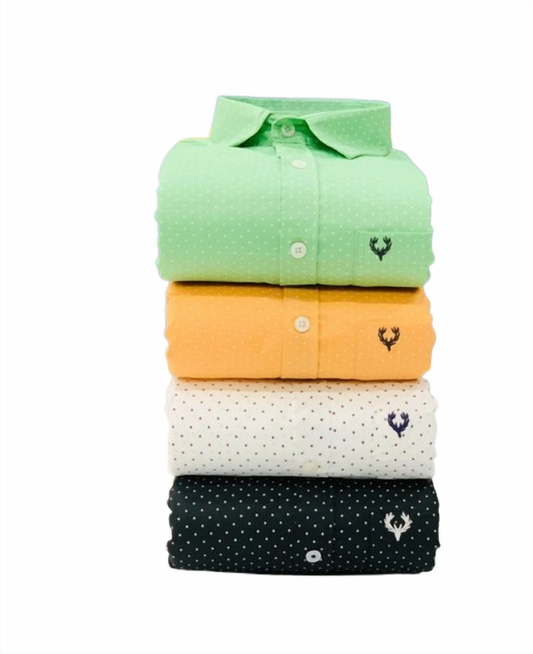 Inspired  By Allen Solly Men’s Polka Dot Shirt Combo – 4 Colors (Green, Yellow, White & Black)