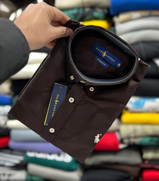 Men’s Deep Chocolate Brown Classic Fit Shirt | Casual Shirt | Inspired by RL Polo