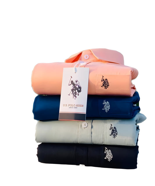 Inspired by U.S. Polo Assn Men’s Shirt Combo – 4 Colors (Peach, Navy, Grey & Black)