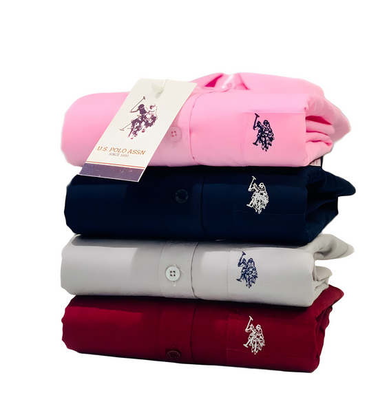 Inspired by  U.S. Polo Assn Men’s Shirt Combo – 4 Colors (Pink, Navy, White & Maroon)