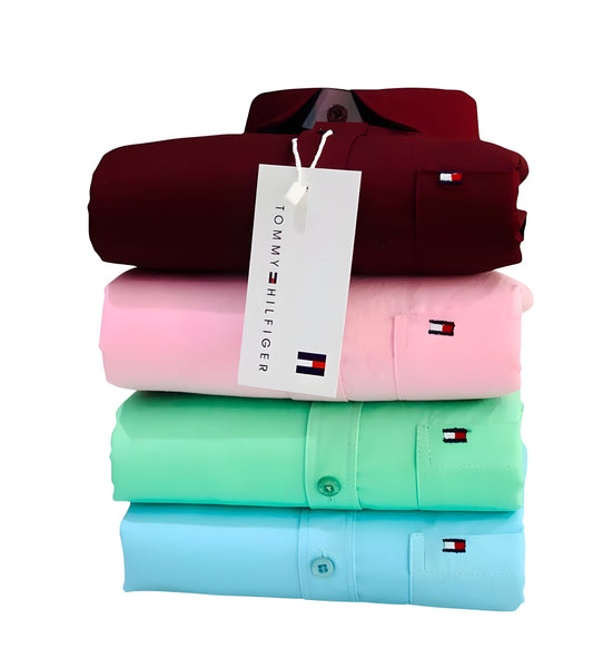 Tommy Hilfiger Premium Men's Shirt Combo - Maroon, Pink, Mint green, Blue