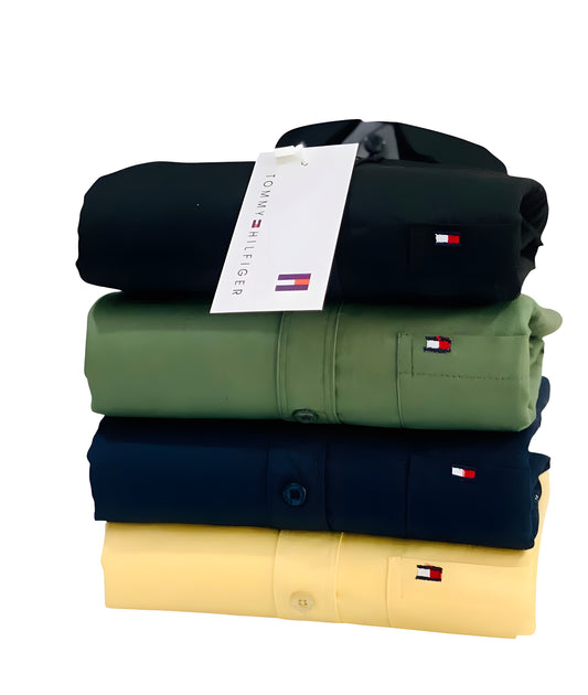 Tommy Hilfiger Premium Men's Shirt Combo - Black, Olive, Navy and Yellow