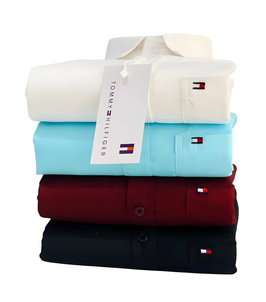 Tommy Hilfiger Premium Men's Shirt Combo -  Whte, Blue, Maroon, Black