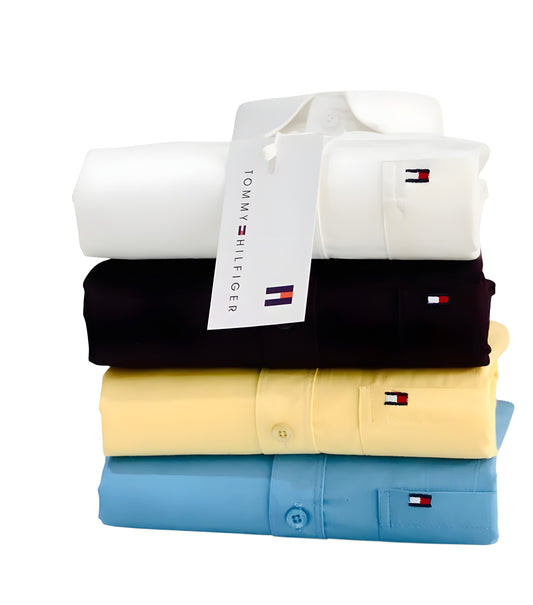 Tommy Hilfiger Premium Men's Shirt Combo -  White, Black, Cream, Blue