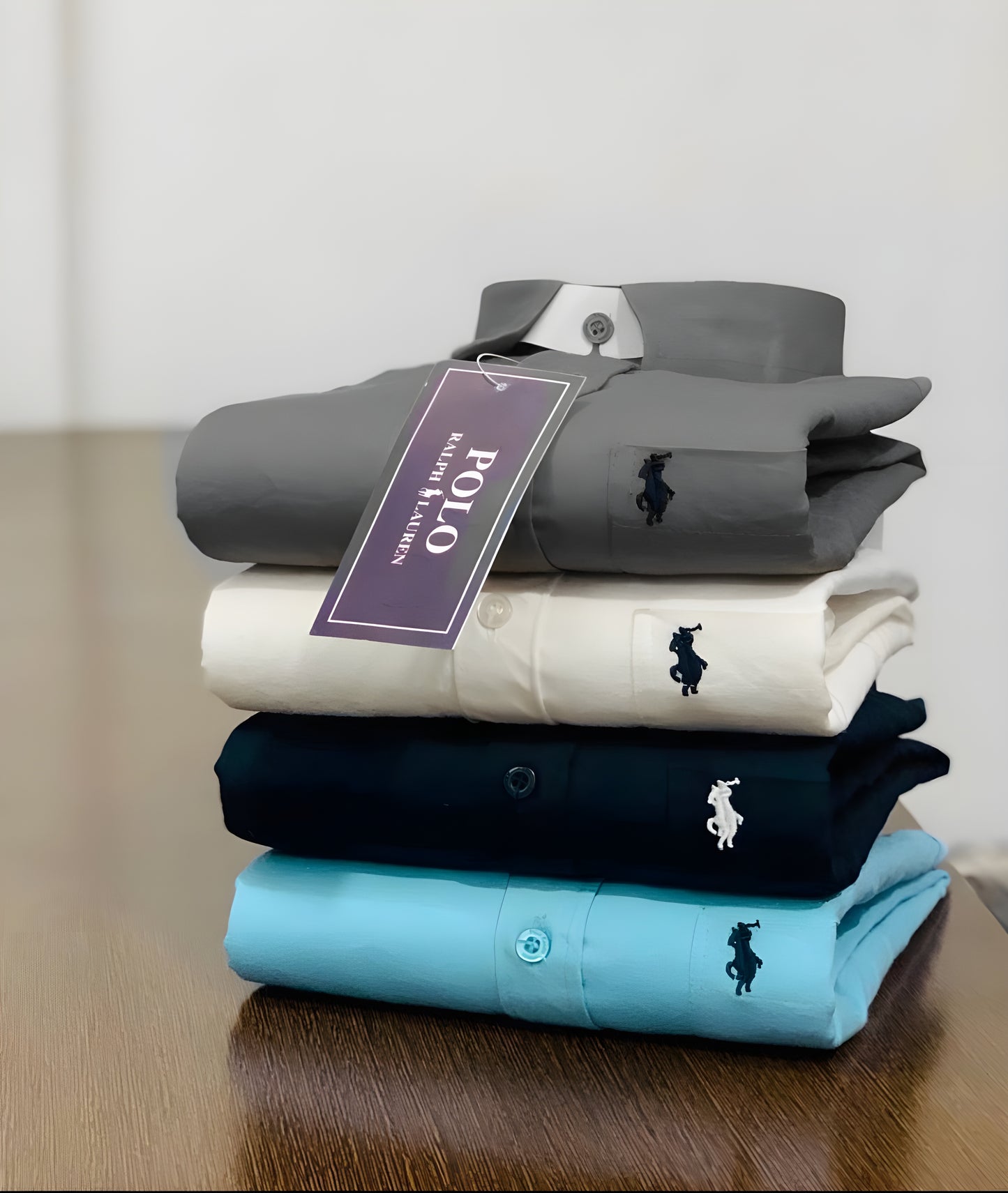 Inspired by Polo Ralph Lauren Men’s Shirt Combo – Grey, White, Navy & Sky Blue