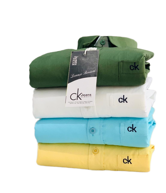 Calvin Klein Full Men Shirt combo -olive, white blue and yellow colors