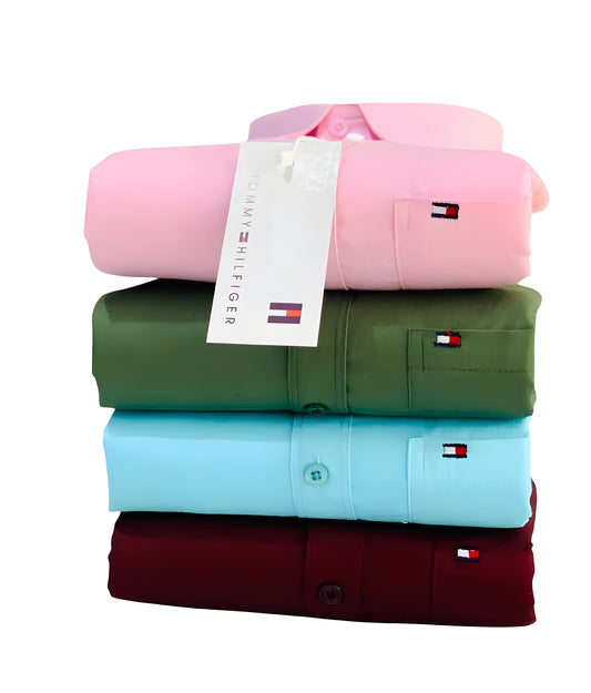 Tommy Hilfiger Premium Men's Shirt Combo - pink, green, blue, and red 
