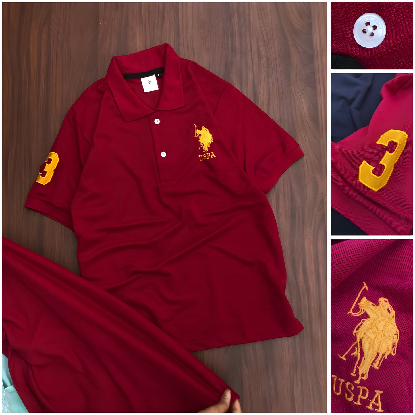 Inspired by U.S POLO Assn Collar Matty T-Shirt - Maroon