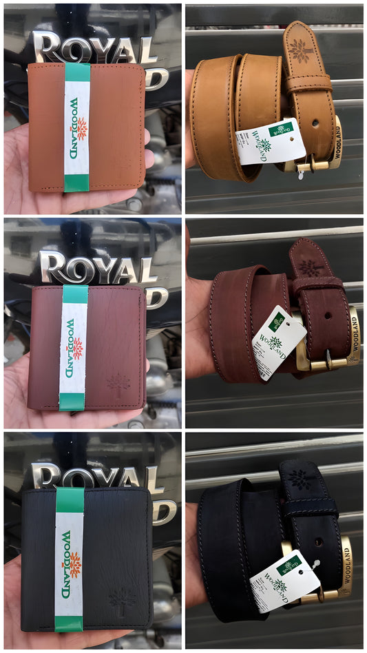 Woodland Leather Wallet & Belt Combo for Men – Stylish Gift