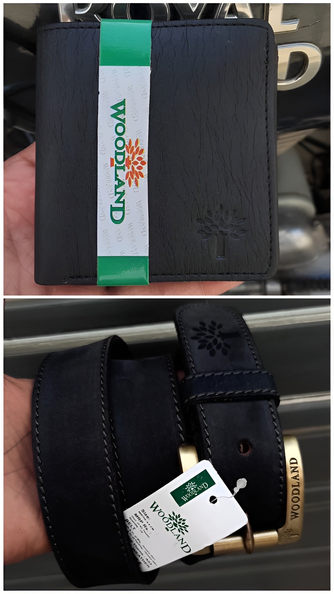 Woodland Black Wallet & Belt Combo