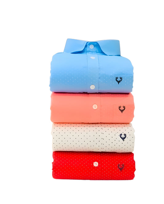 Inspired By Allen Solly Polka Dot Men's Shirts Combo – Multicolor