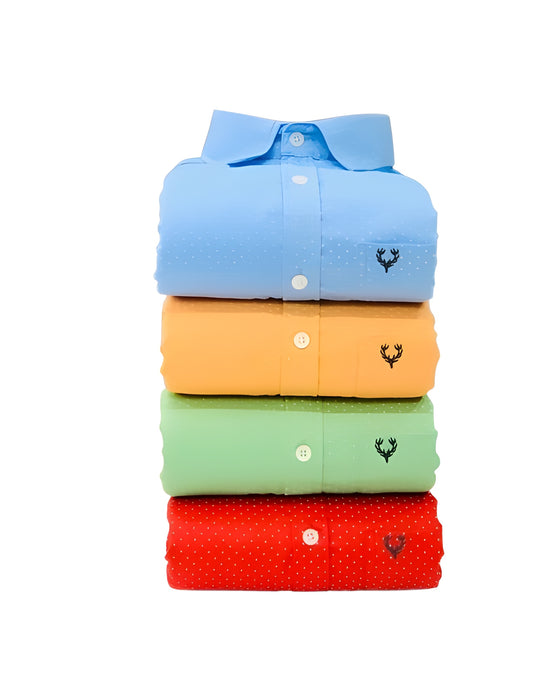 Inspired by Allen Solly Polka Dot Men's Shirt Combo – 4 Colors (Sky Blue, Yellow, Green & Red)